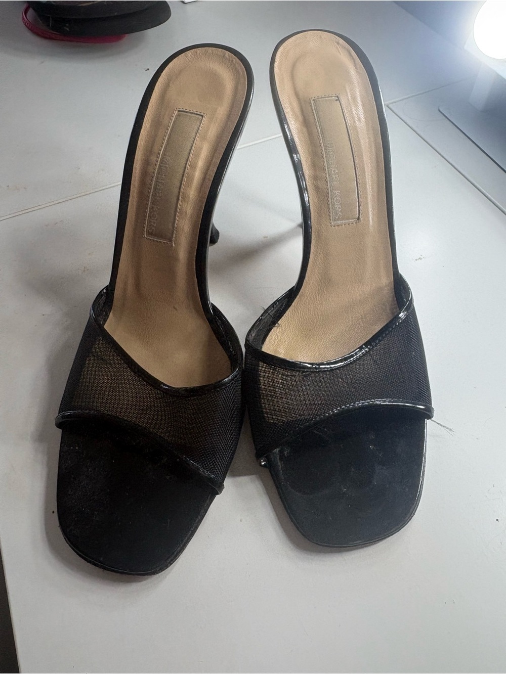 Michael Kors Black Mesh Slide Heels